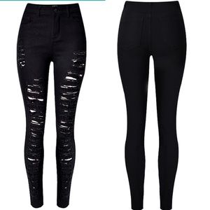 Ripped Washed Denim Jeans